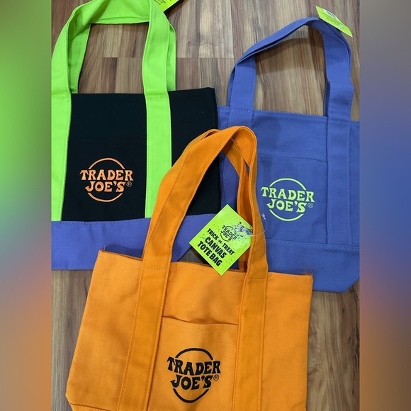 NWT Trader Joe's Halloween Tote Bag Set - Black, Purple Orange - Picture 2 of 2